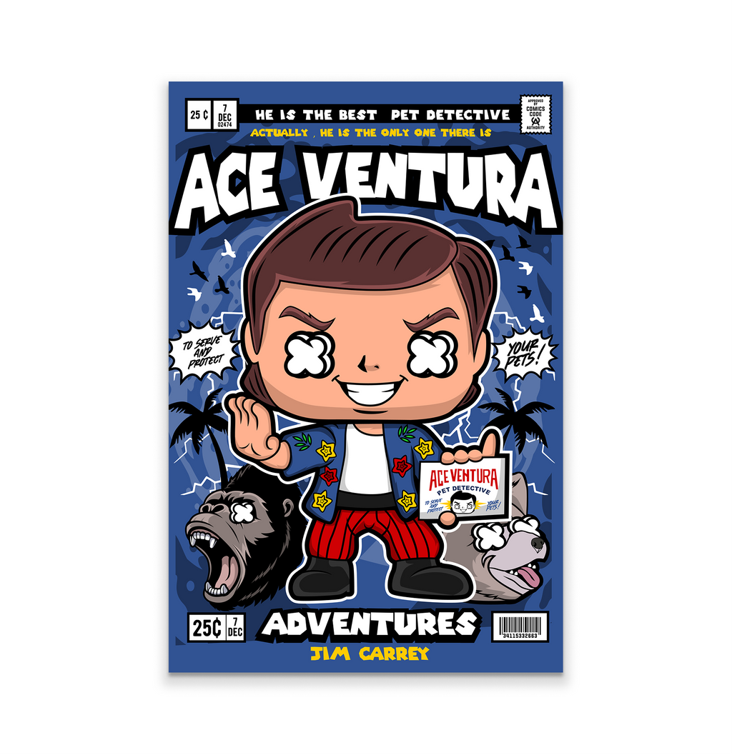 Ace Ventura Pop Art Wall Decor – Retro Cartoon Comic Poster