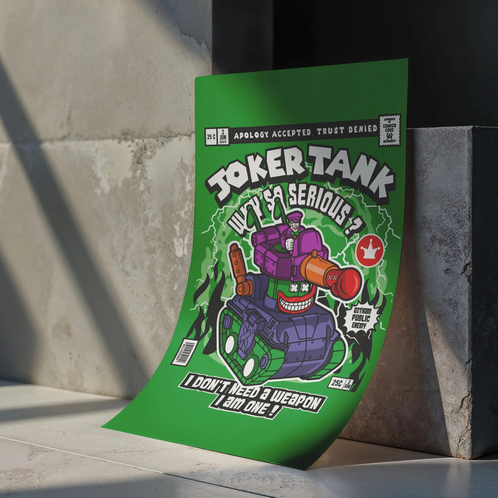 Joker Tank Art Wall Decor – Retro Cartoon Comic Poster