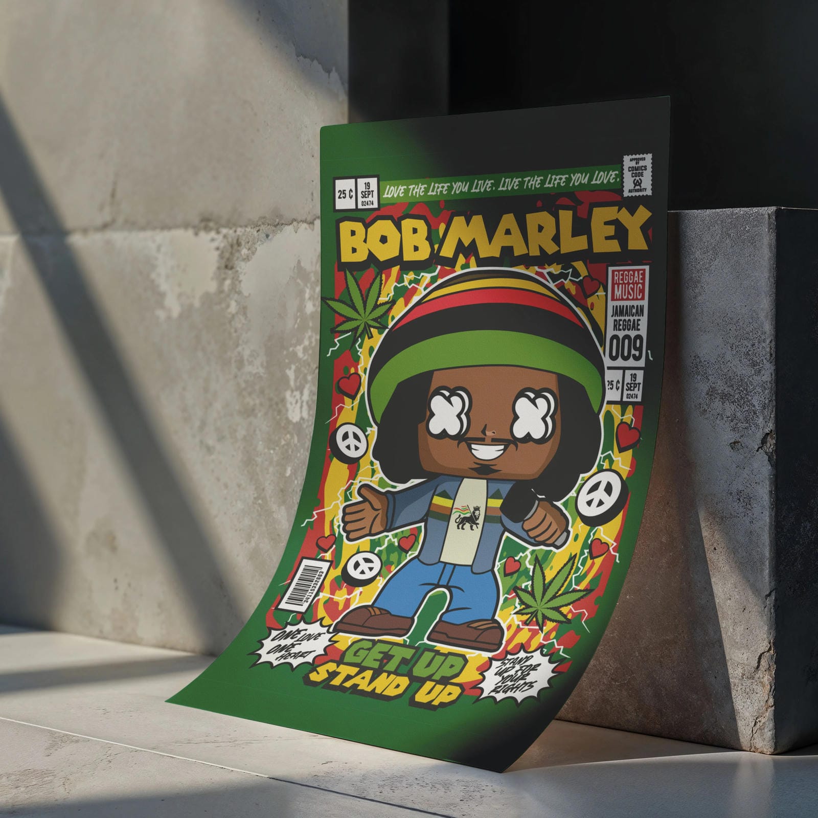 Bob Marley Pop Art Wall Decor – Retro Cartoon Comic Poster