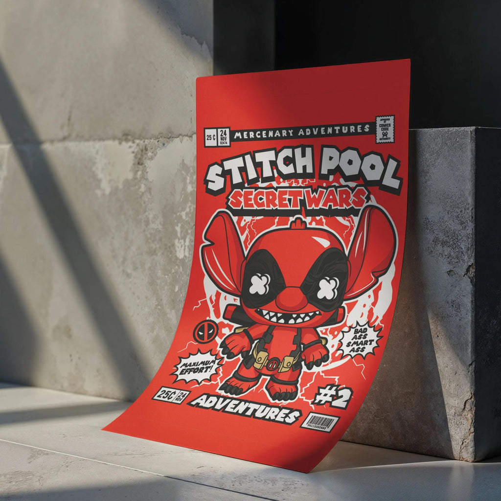 Stitch Pool Art Wall Decor – Retro Cartoon Comic Poster