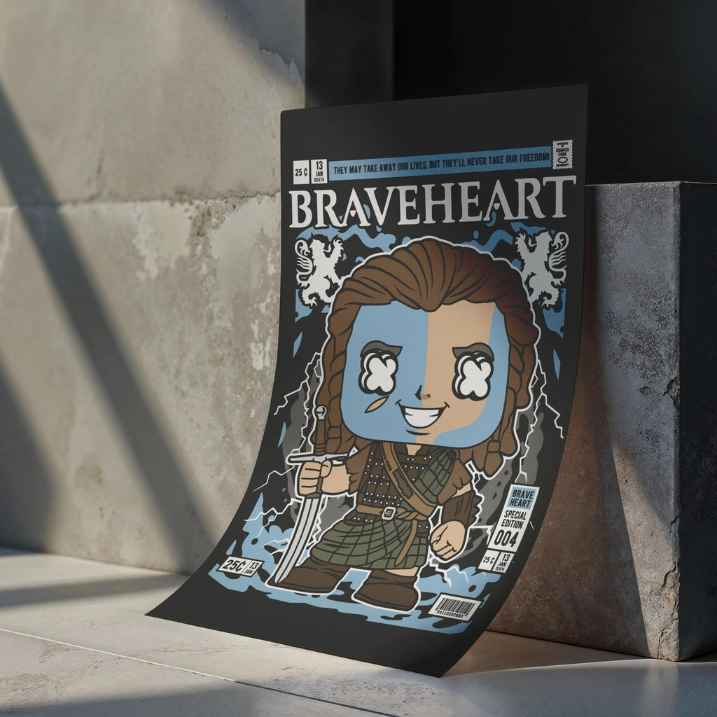 William Walace Brave Heart  – Retro Cartoon Comic Poster