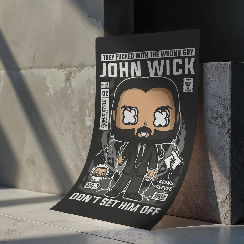 John Wick Art Wall Decor – Retro Cartoon Comic Poster