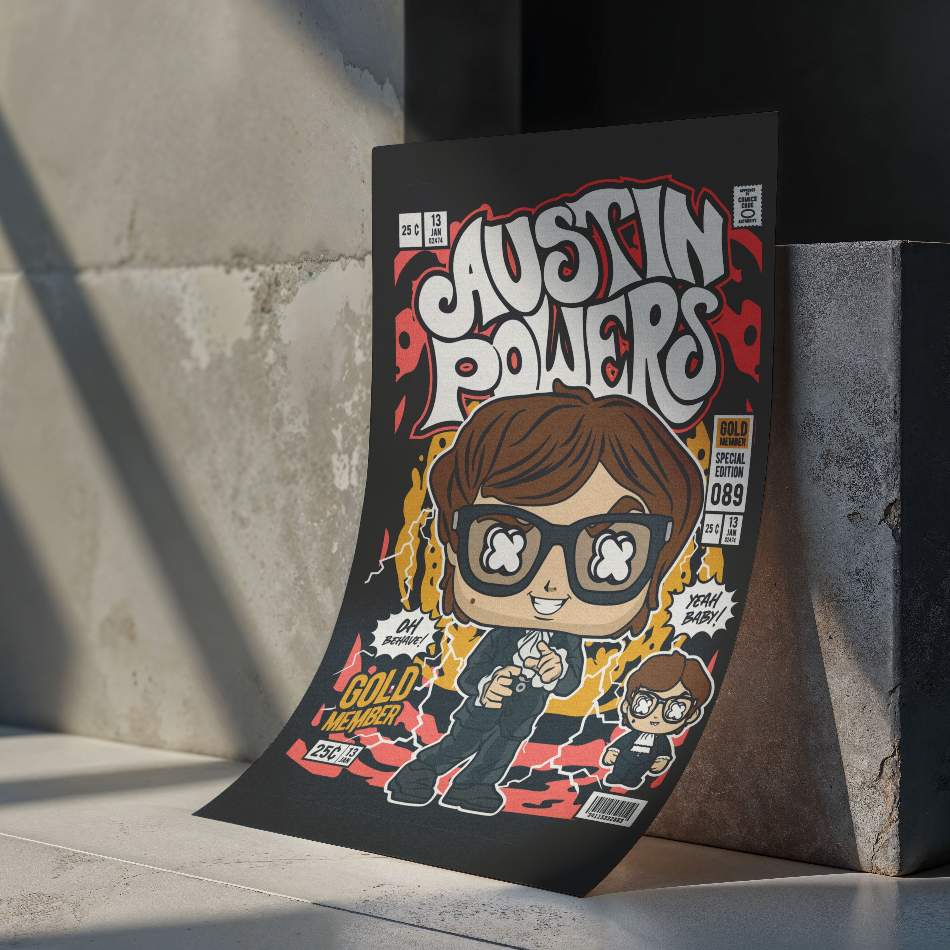 Austin Powers Pop Art Wall Decor – Retro Cartoon Comic Poster