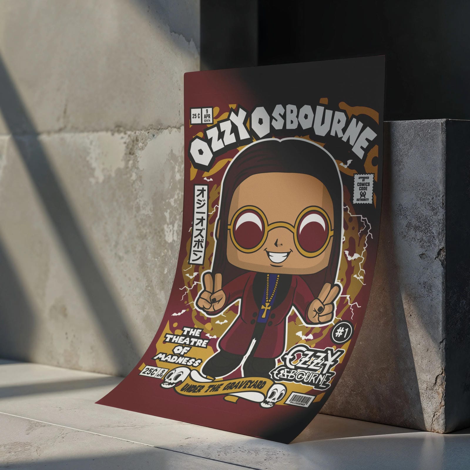 Ozzy Osbourne  Art Wall Decor – Retro Cartoon Comic Poster