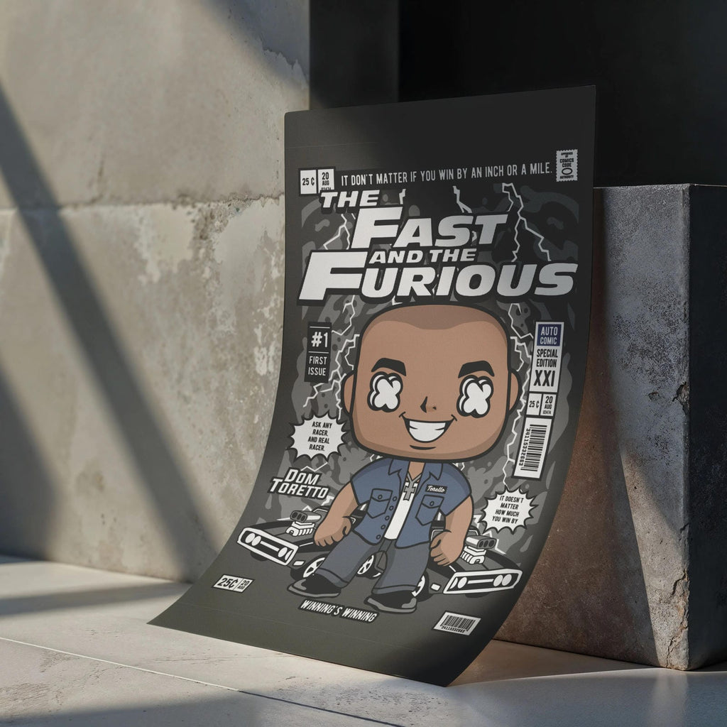Dom Toretto Fast & Furious Art Wall Decor – Retro Cartoon Comic Poster