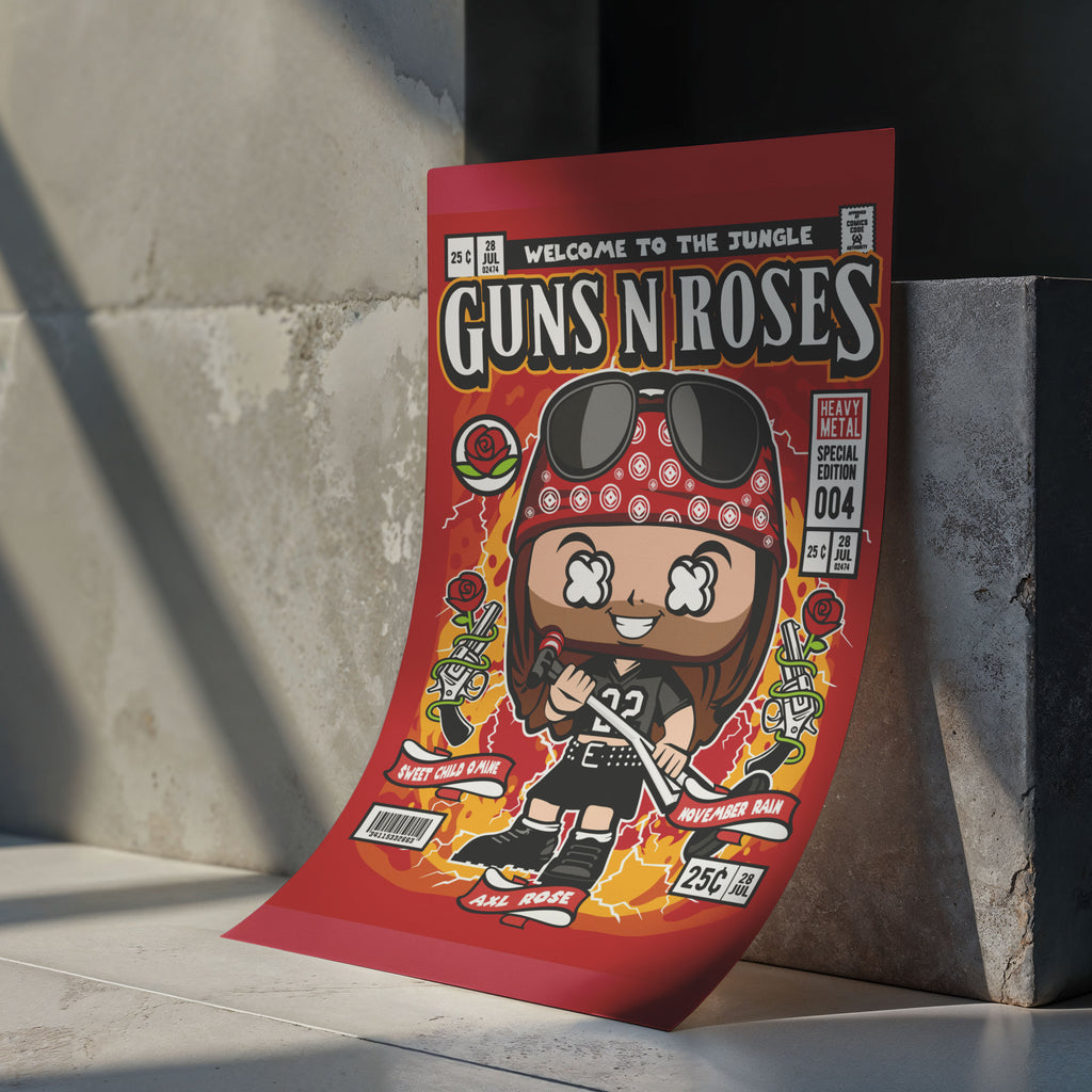 Axl Rose Pop Art Wall Decor – Retro Cartoon Comic Poster