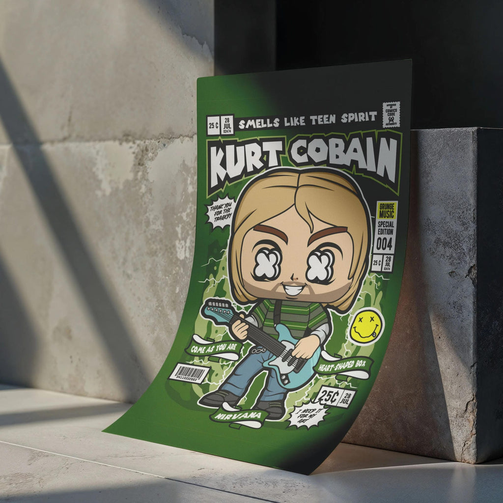 Kurt Cobain Wall Decor – Retro Cartoon Comic Poster