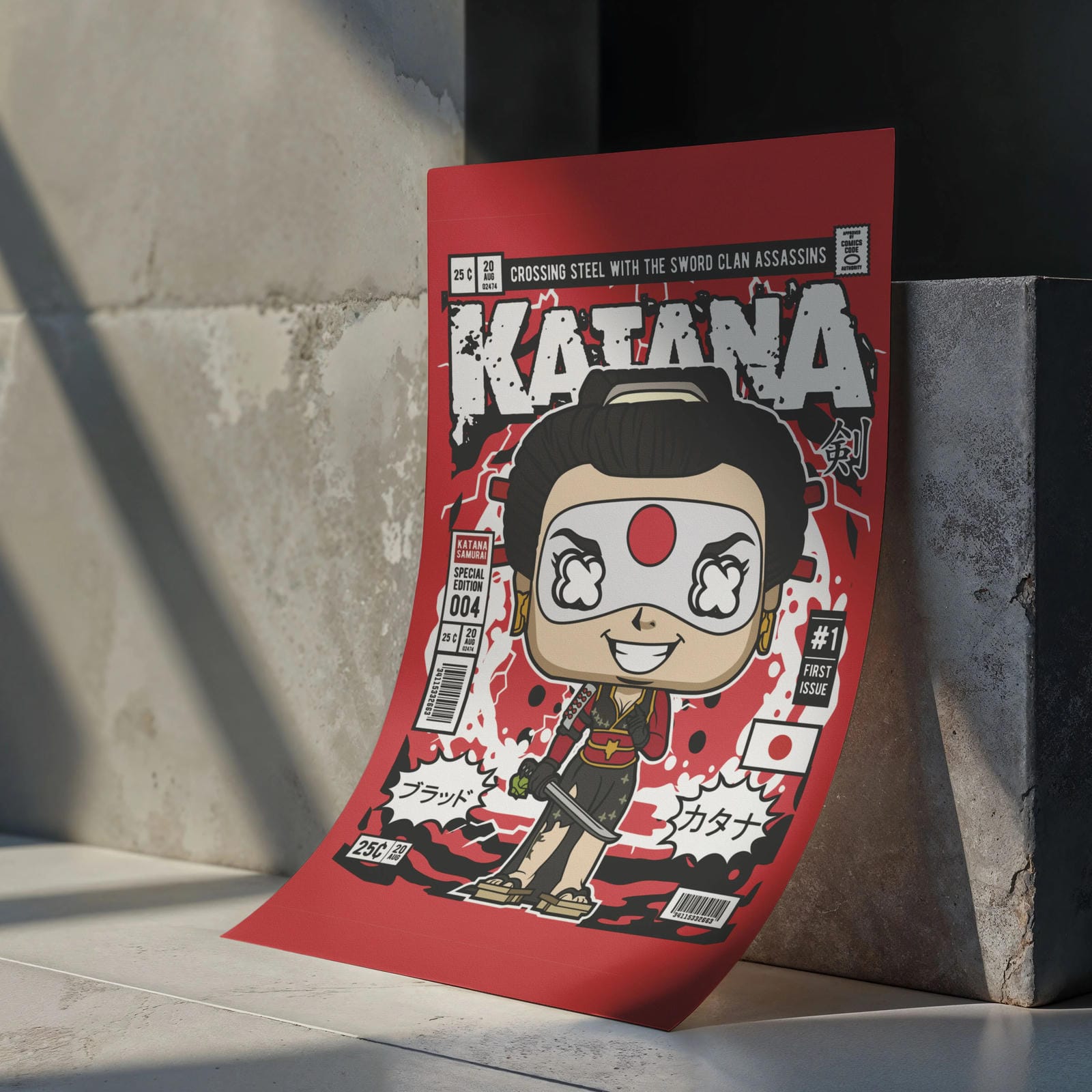 Katana Art Wall Decor – Retro Cartoon Comic Poster