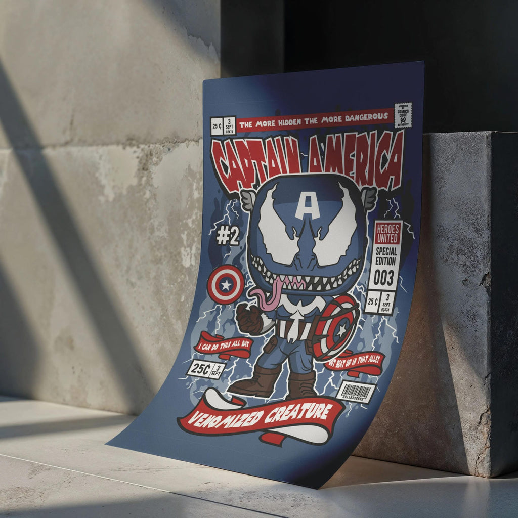 Venom Captain America Art Wall Decor – Retro Cartoon Comic Poster