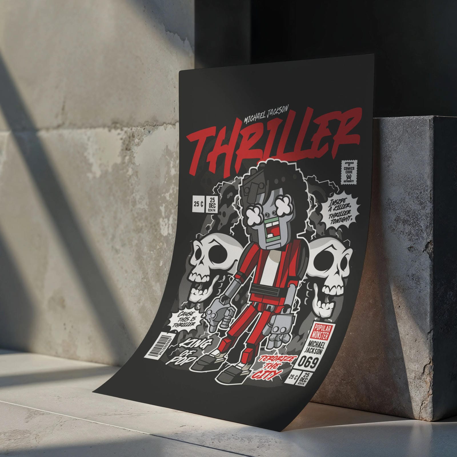 MJ Thriller Zombie Art Wall Decor – Retro Cartoon Comic Poster