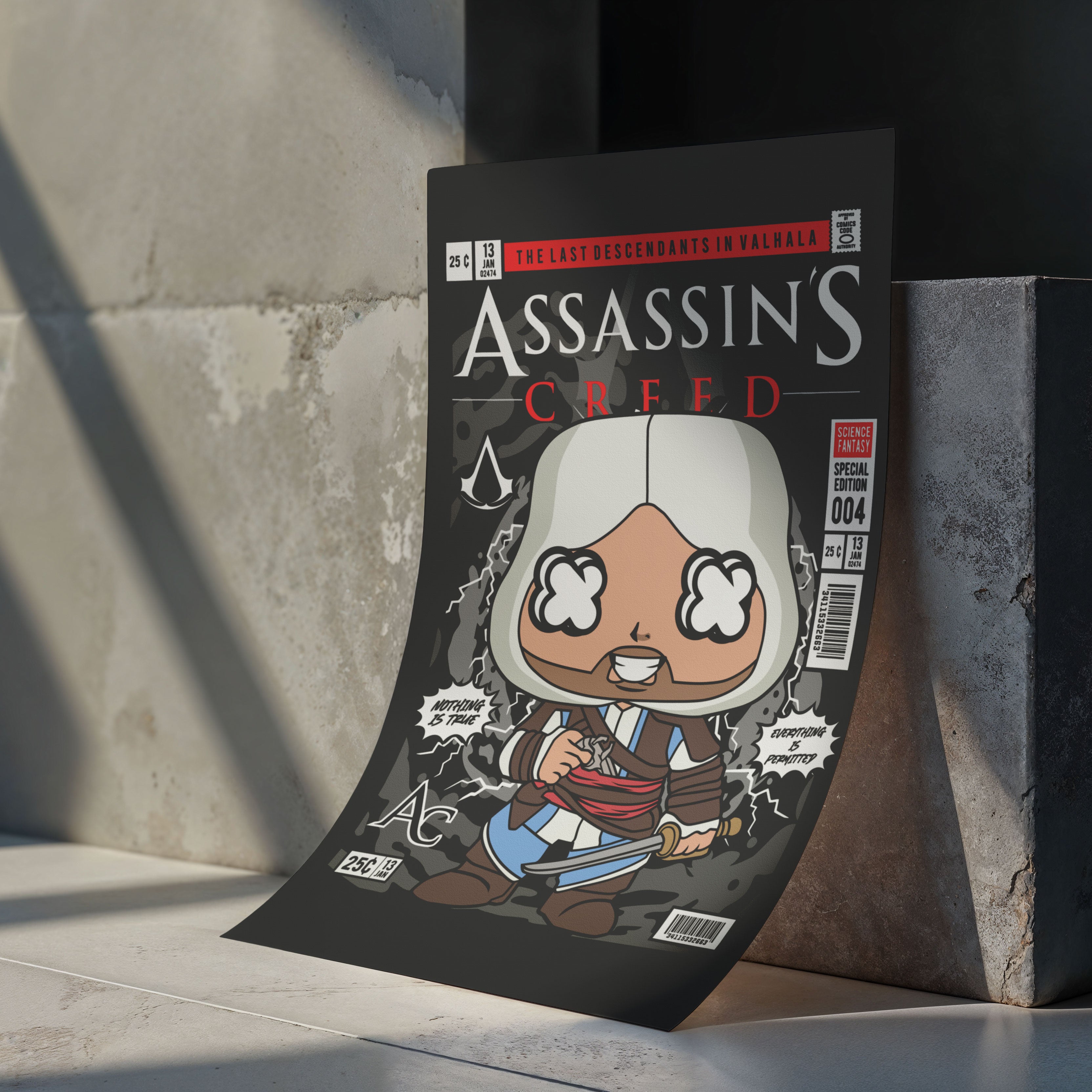 Assassin's Creed Pop Art Wall Decor – Retro Cartoon Comic Poster