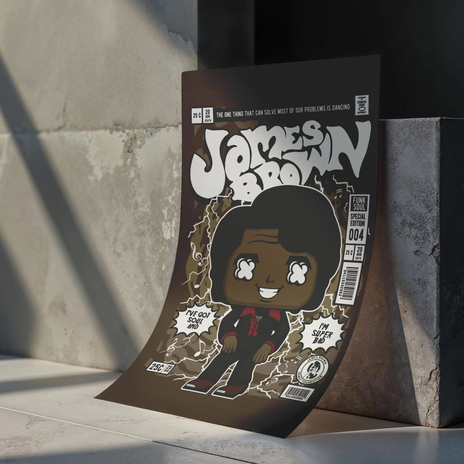 James Brown Art Wall Decor – Retro Cartoon Comic Poster