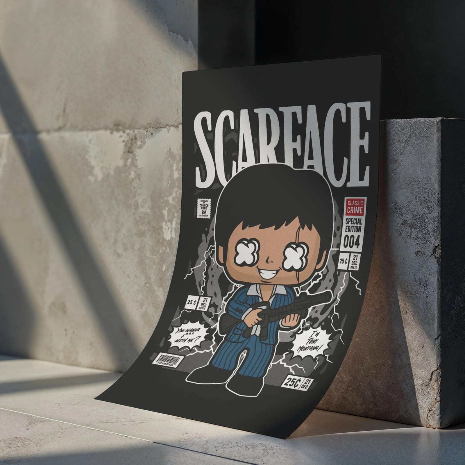 Scarface Tony Montana Art Wall Decor – Retro Cartoon Comic Poster