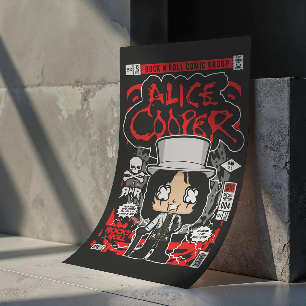 Alice Cooper Pop Art Wall Decor – Retro Cartoon Comic Poster