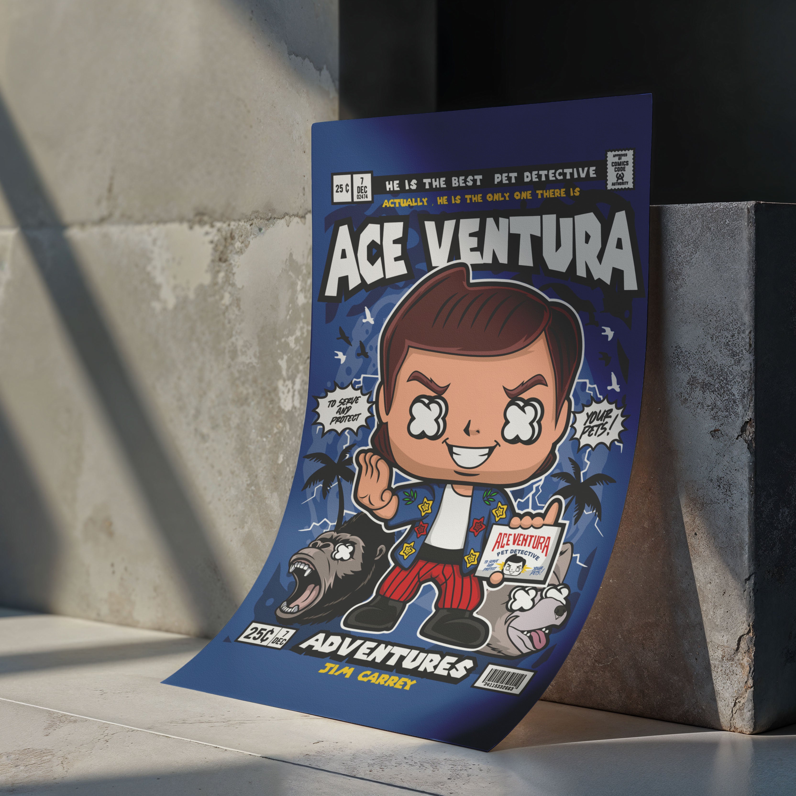 Ace Ventura Pop Art Wall Decor – Retro Cartoon Comic Poster