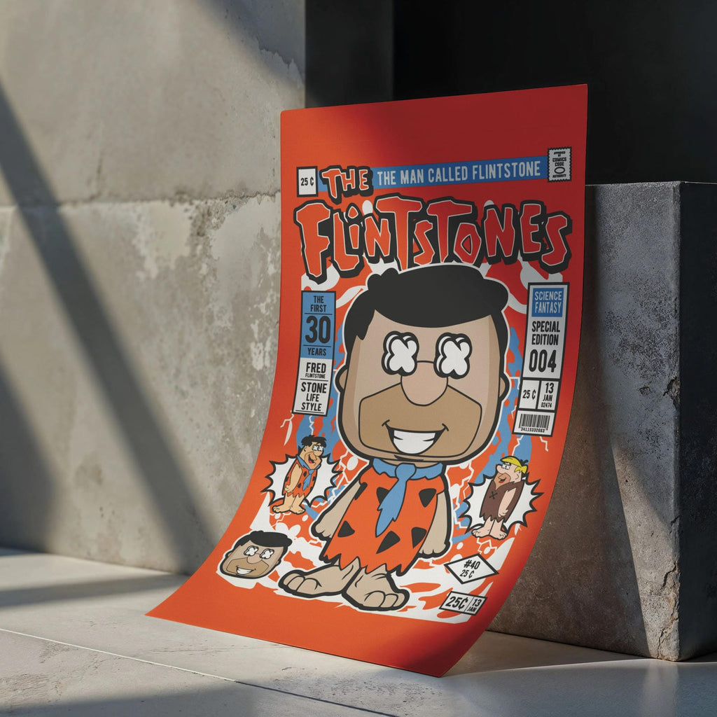 Fred Flinstones Art Wall Decor – Retro Cartoon Comic Poster