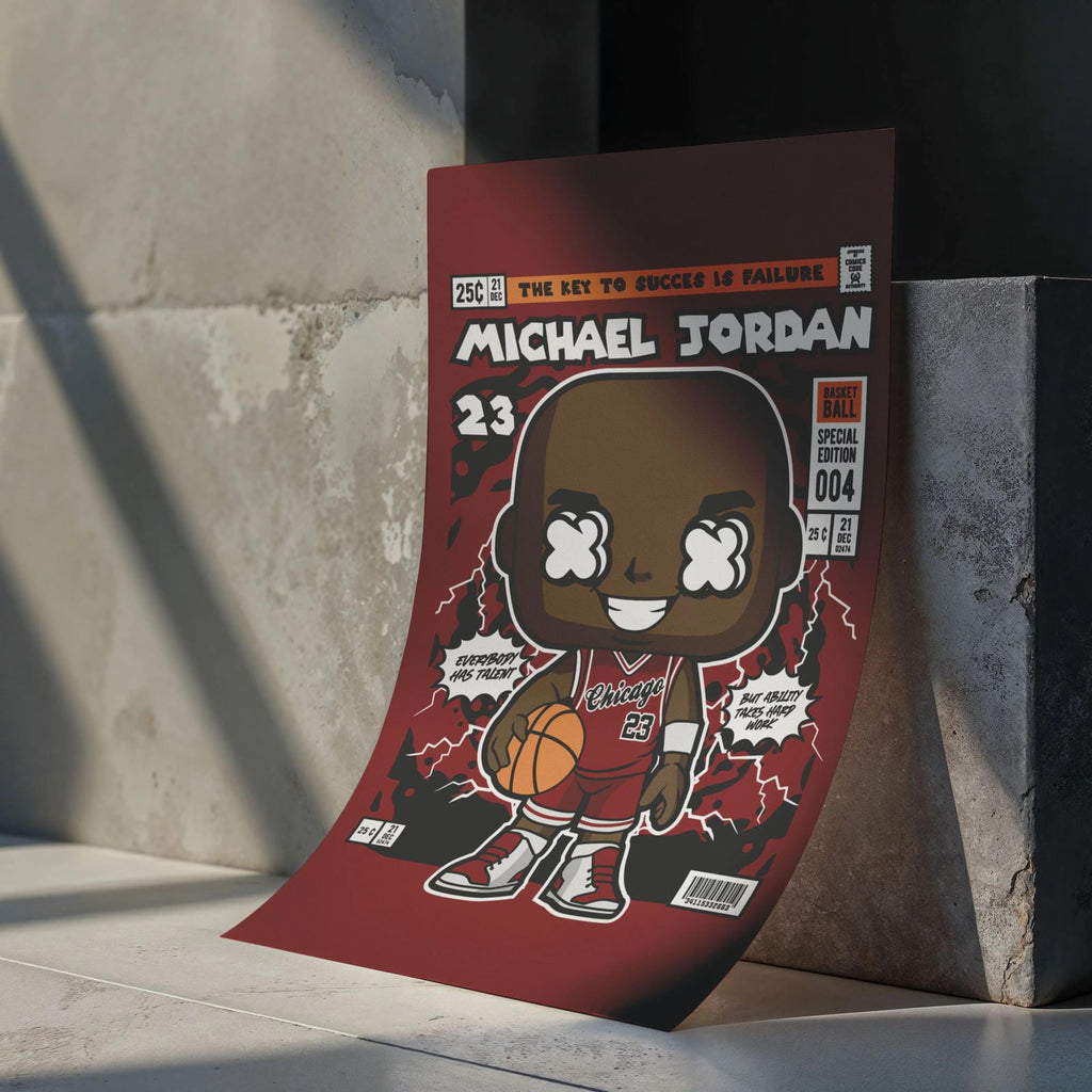 Michael Jordan Art Wall Decor – Retro Cartoon Comic Poster