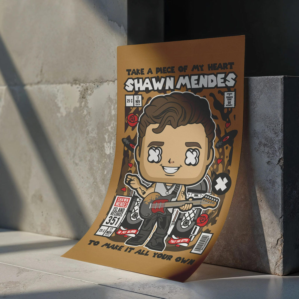 Shawn Mendes Art Wall Decor – Retro Cartoon Comic Poster