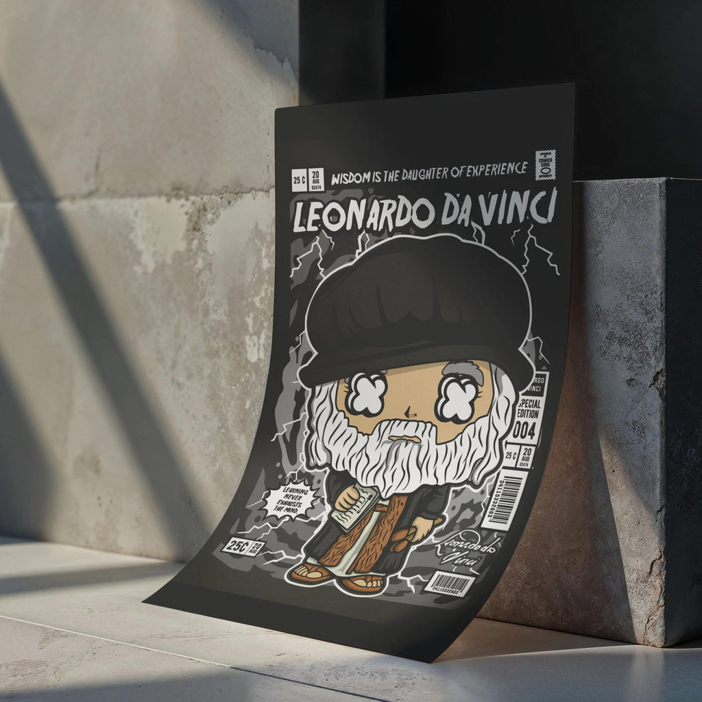 Leonardo Da Vinci Art Wall Decor – Retro Cartoon Comic Poster