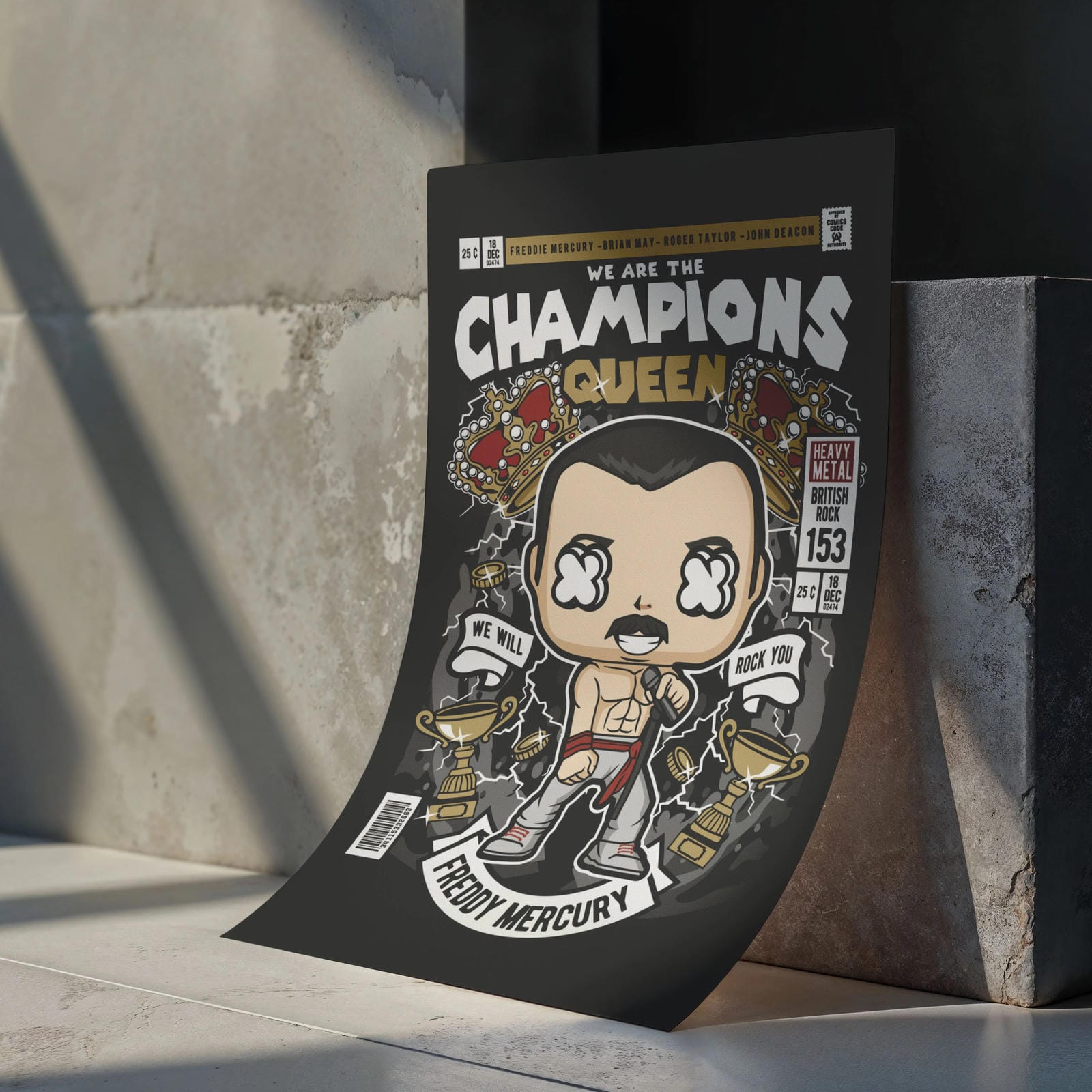 Freddy Mercuri Queen Art Wall Decor – Retro Cartoon Comic Poster