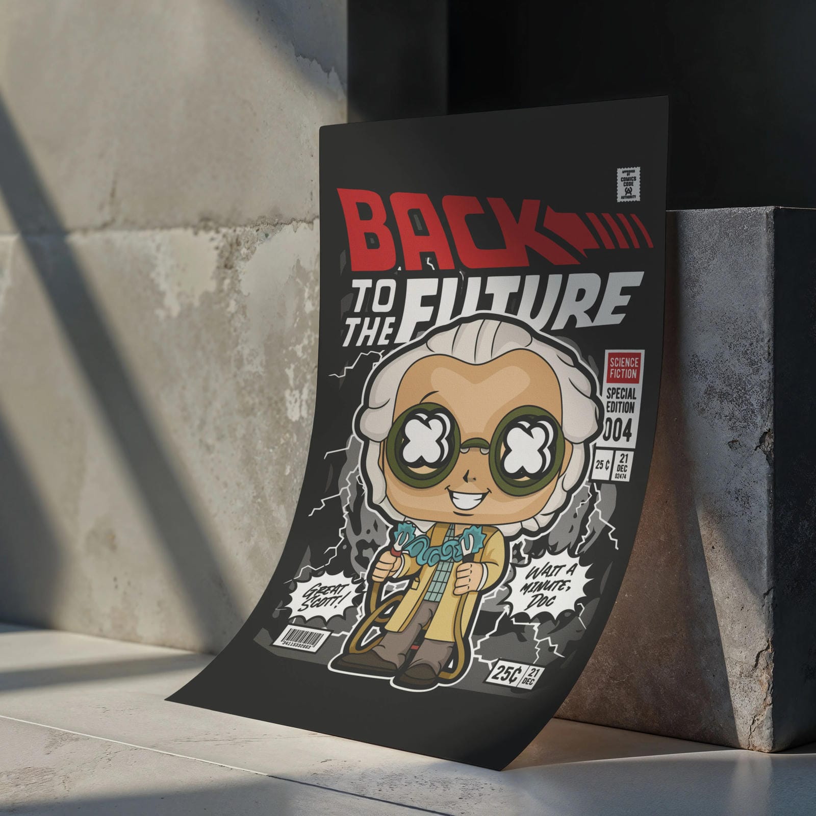 Dr Emmett Back to the Future Art Wall Decor – Retro Cartoon Comic Poster