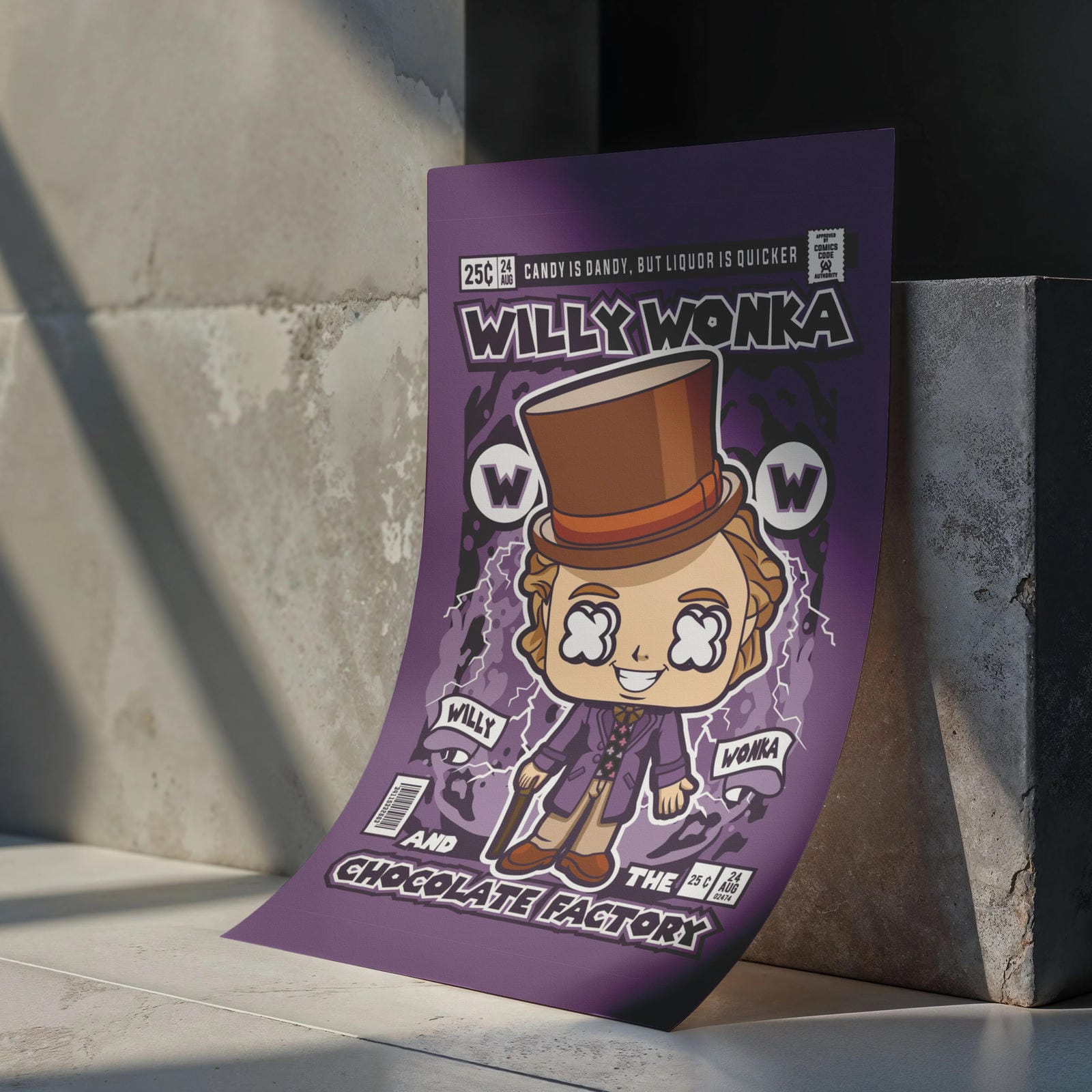 Willy Wonka And The Chocolate Factory  – Retro Cartoon Comic Poster