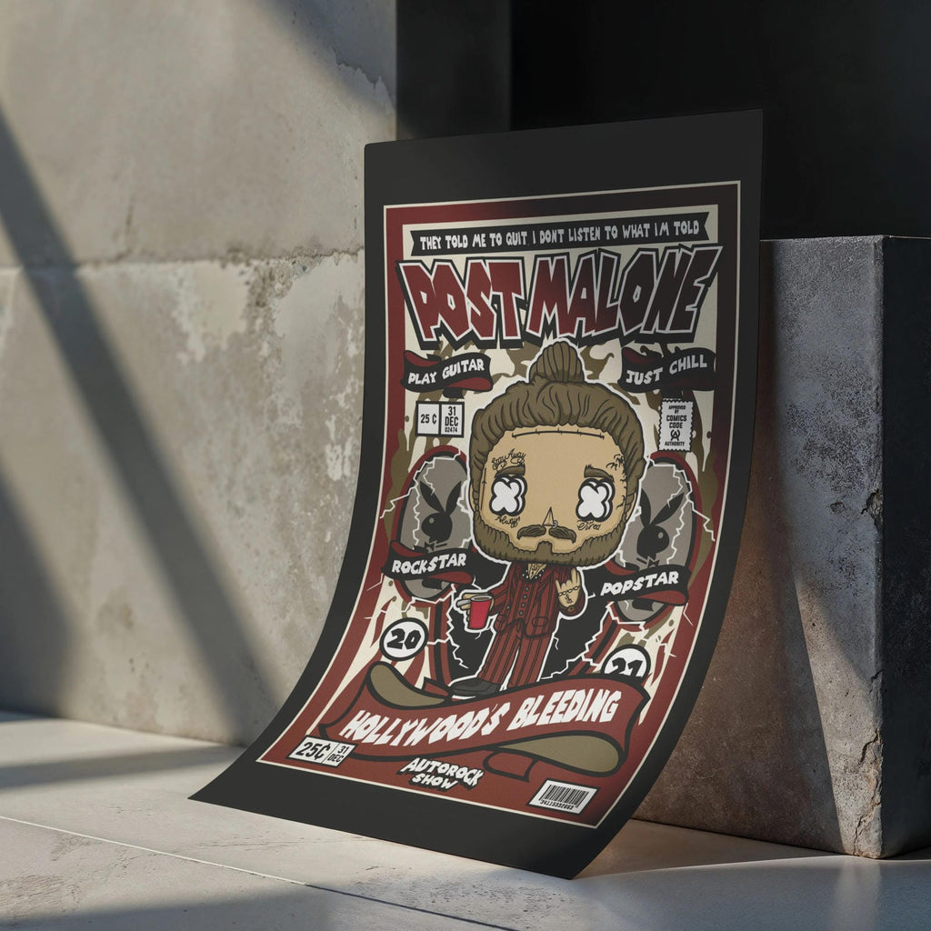 Post Malone Art Wall Decor – Retro Cartoon Comic Poster