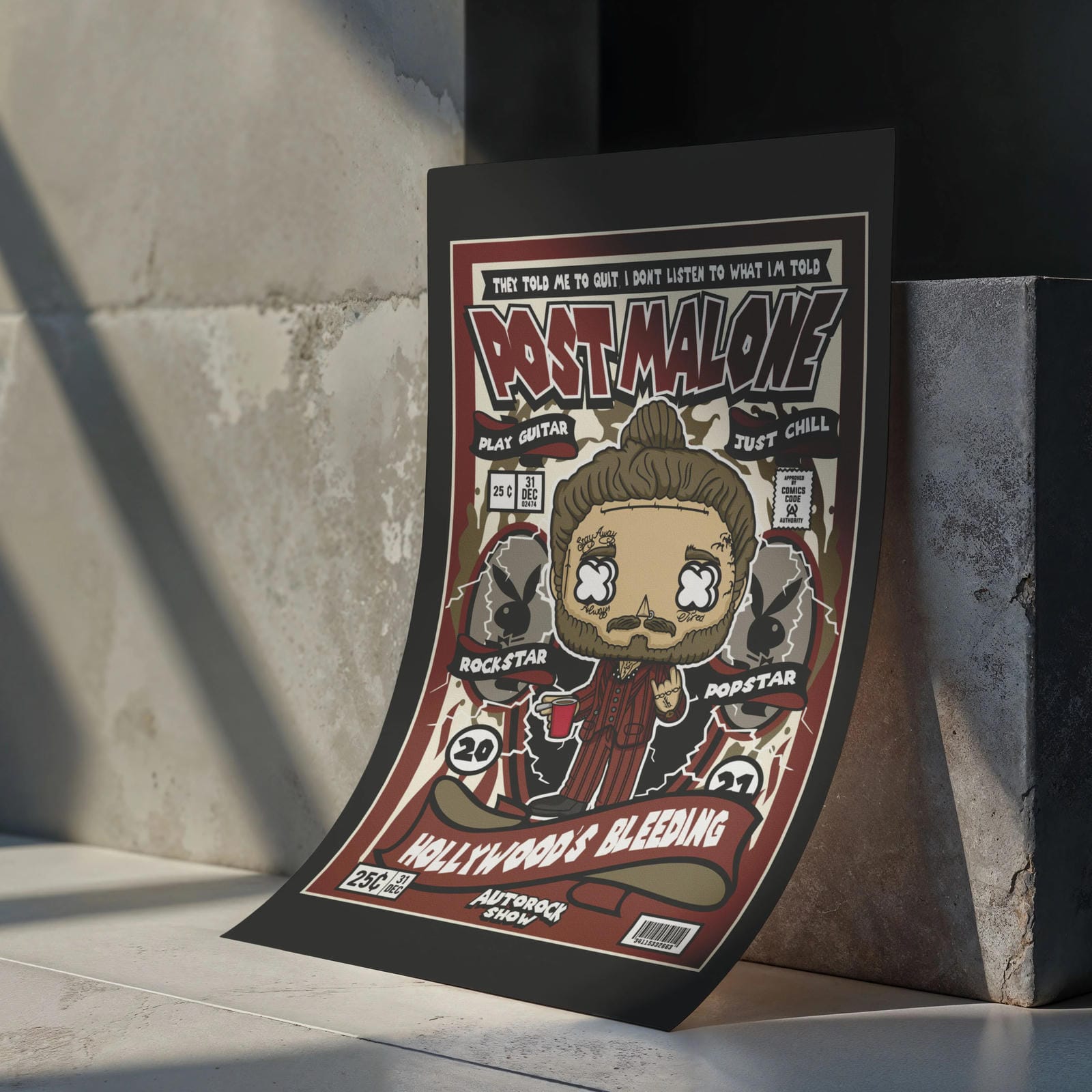 Post Malone Art Wall Decor – Retro Cartoon Comic Poster