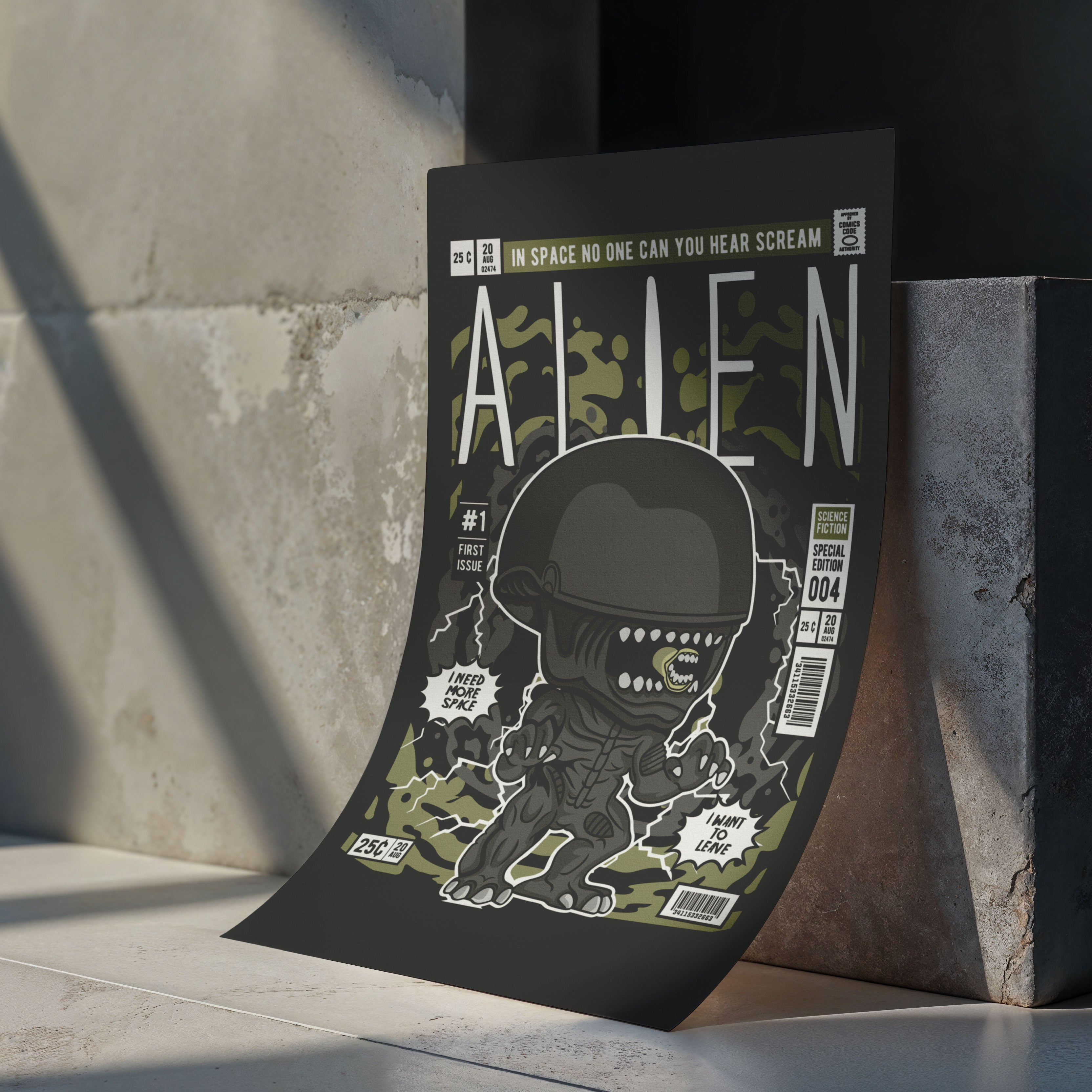 Alien Pop Art Wall Decor – Retro Cartoon Comic Poster