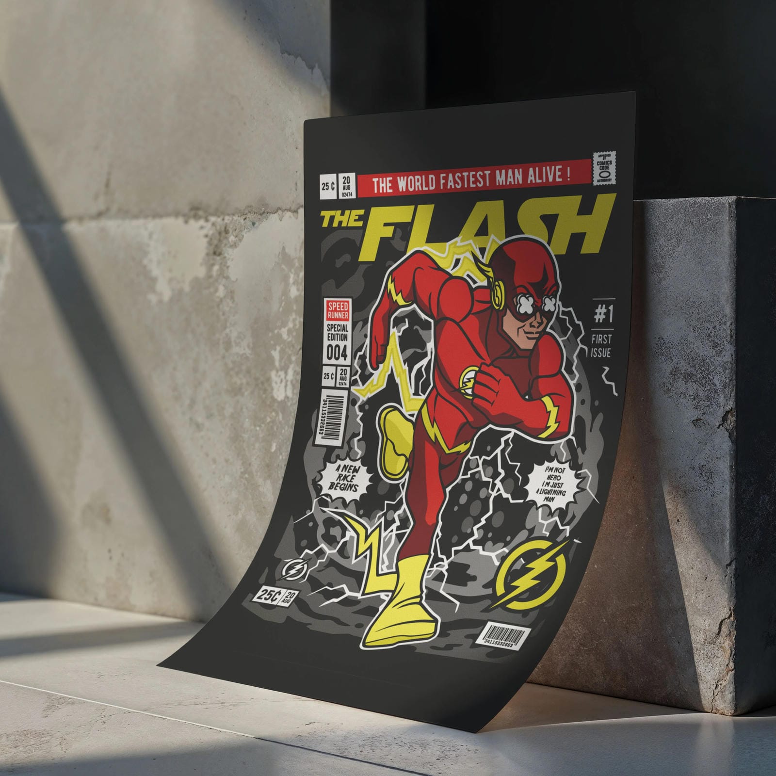 The Flash Art Wall Decor – Retro Cartoon Comic Poster – Moshi Tu