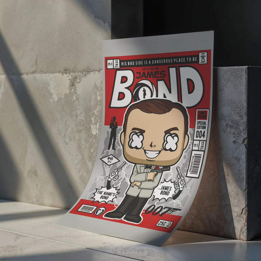 James Bond Art Wall Decor – Retro Cartoon Comic Poster
