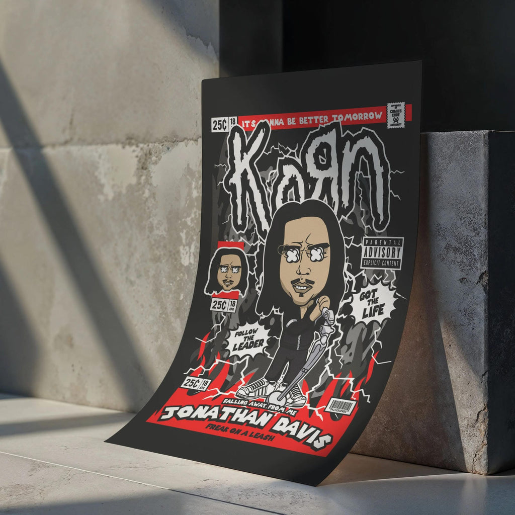 Jonathan Davis KoRn Art Wall Decor – Retro Cartoon Comic Poster