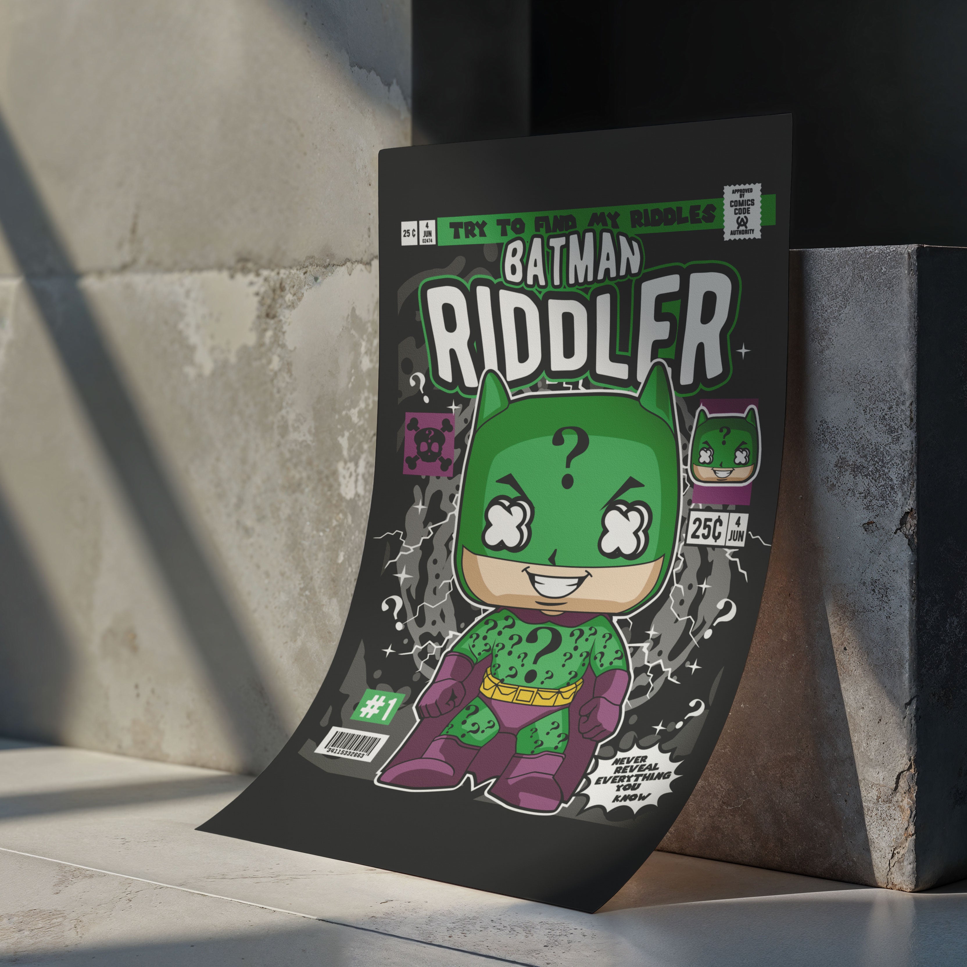 Batman Riddler Pop Art Wall Decor – Retro Cartoon Comic Poster