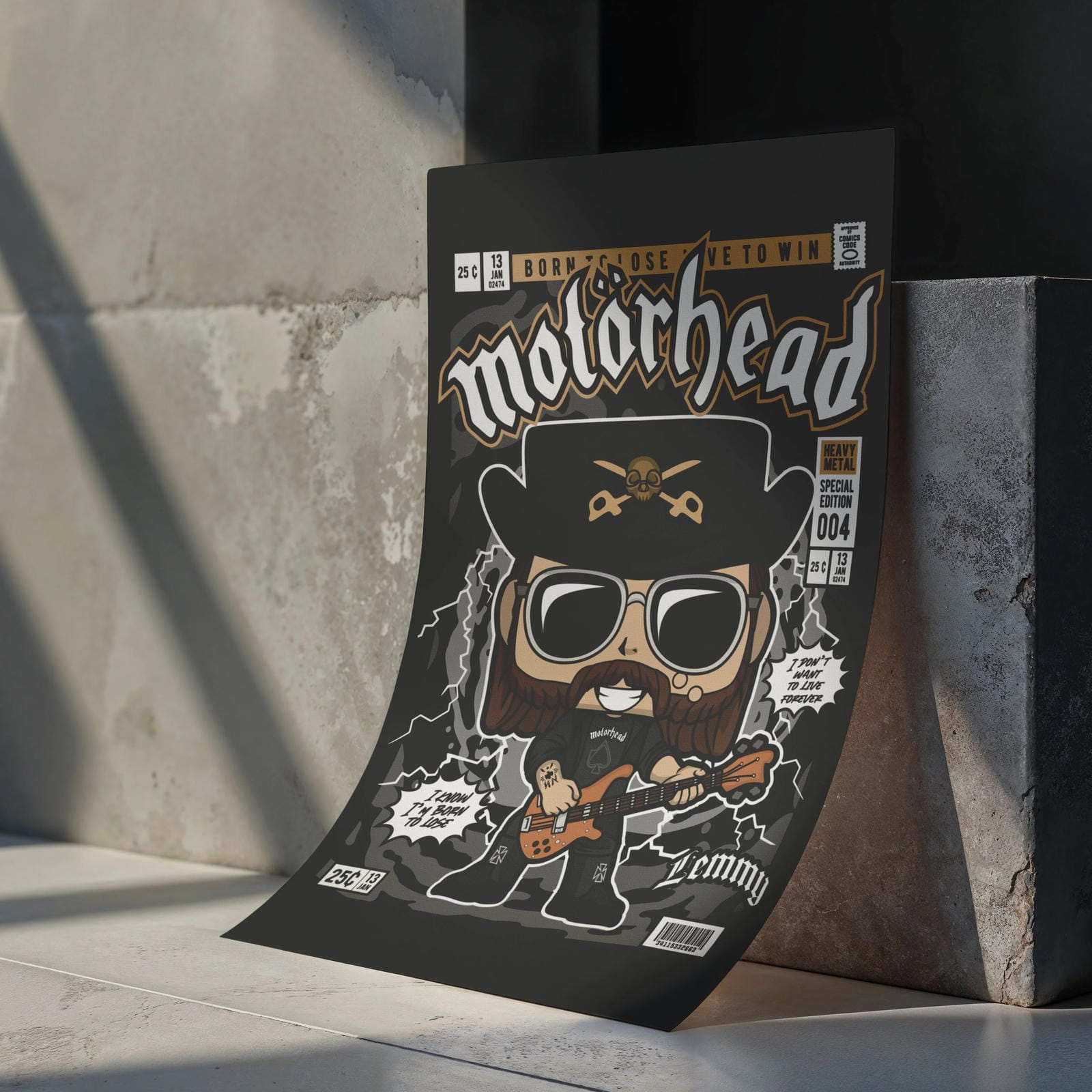 Lemmy Killmister Motorhead Art Wall Decor – Retro Cartoon Comic Poster