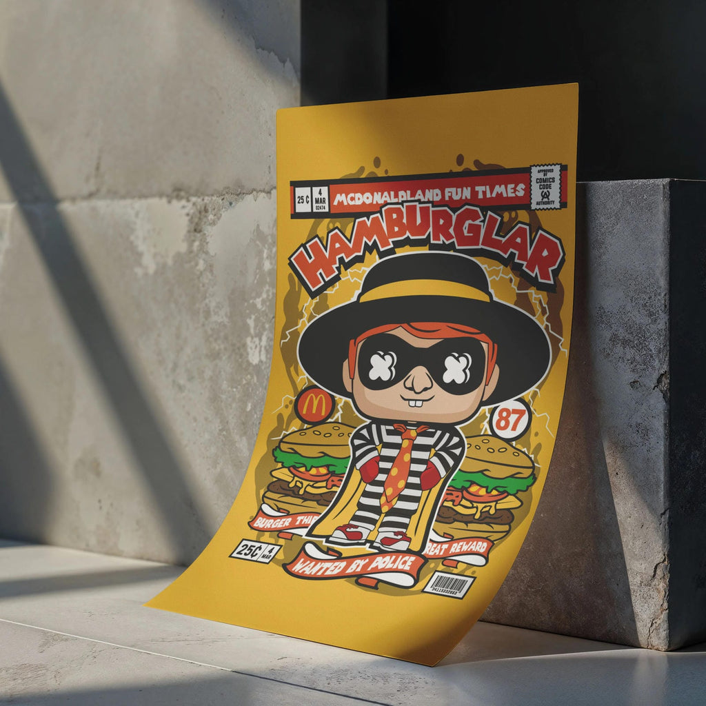 Hamburglar Art Wall Decor – Retro Cartoon Comic Poster