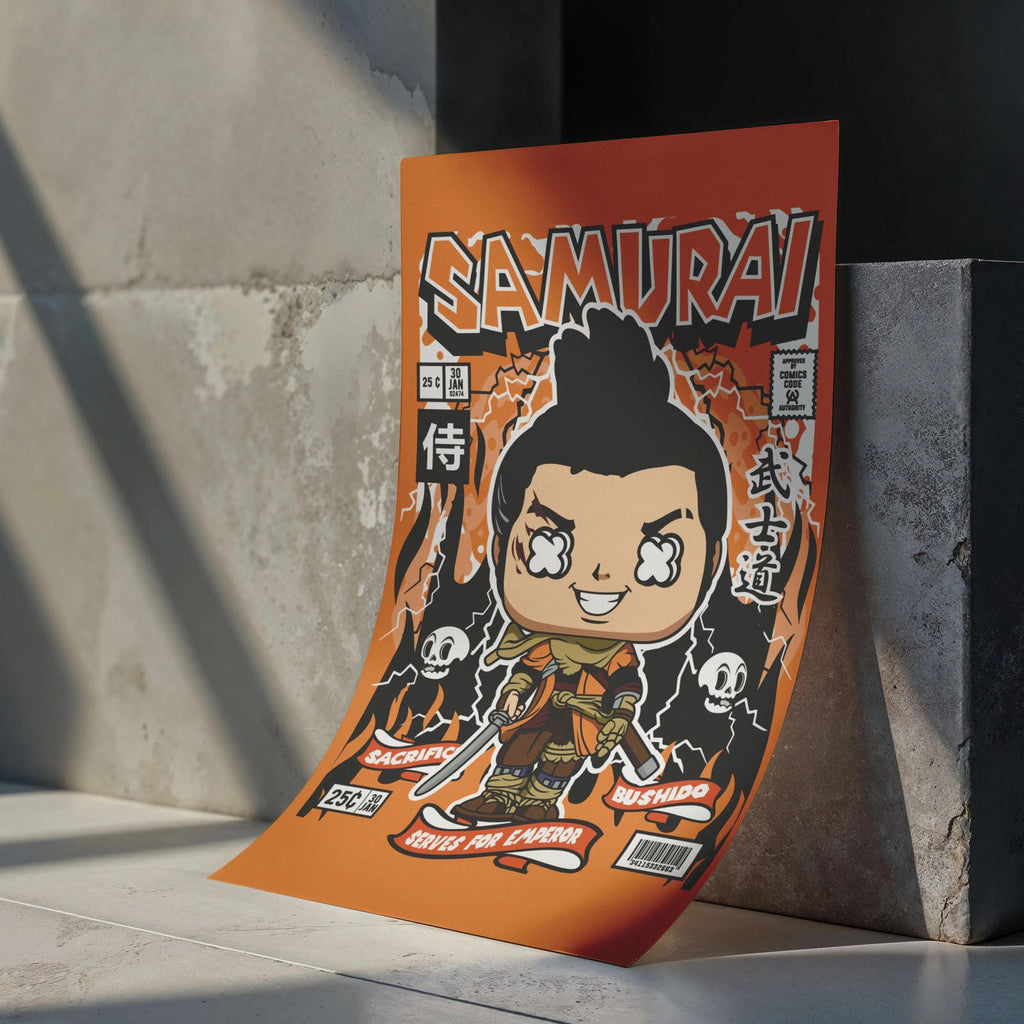 Samurai Art Wall Decor – Retro Cartoon Comic Poster