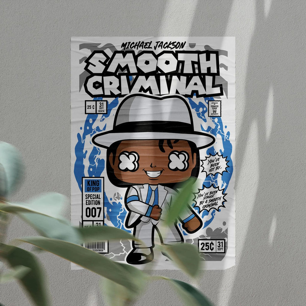 MJ Smooth Criminal Art Wall Decor – Retro Cartoon Comic Poster