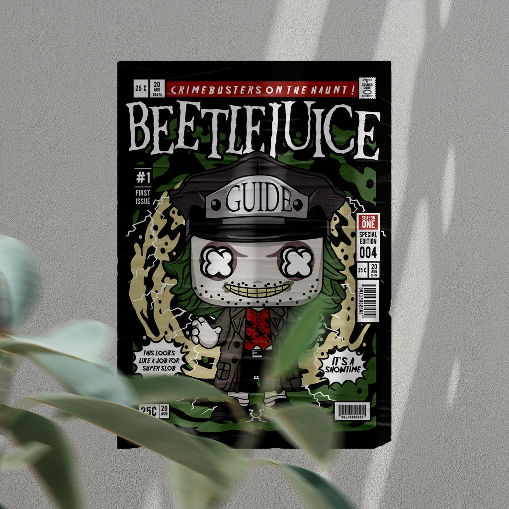 Beetlejuice Pop Art Wall Decor – Retro Cartoon Comic Poster