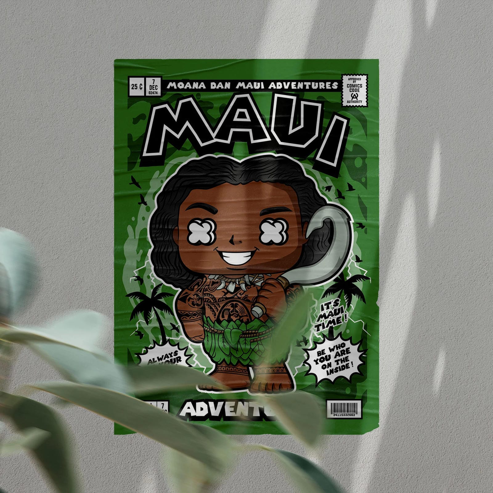 Maui Moana Art Wall Decor – Retro Cartoon Comic Poster