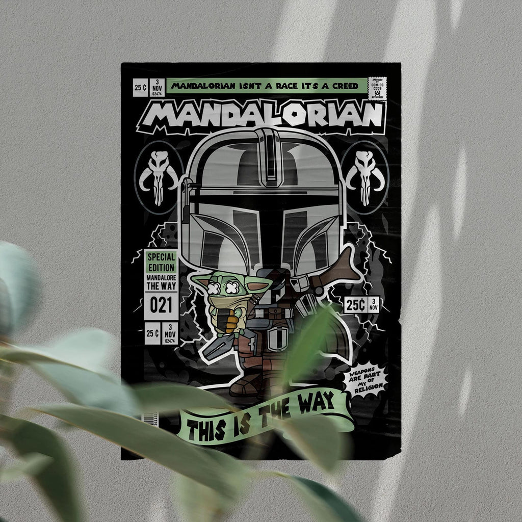 Mandalorian Art Wall Decor – Retro Cartoon Comic Poster