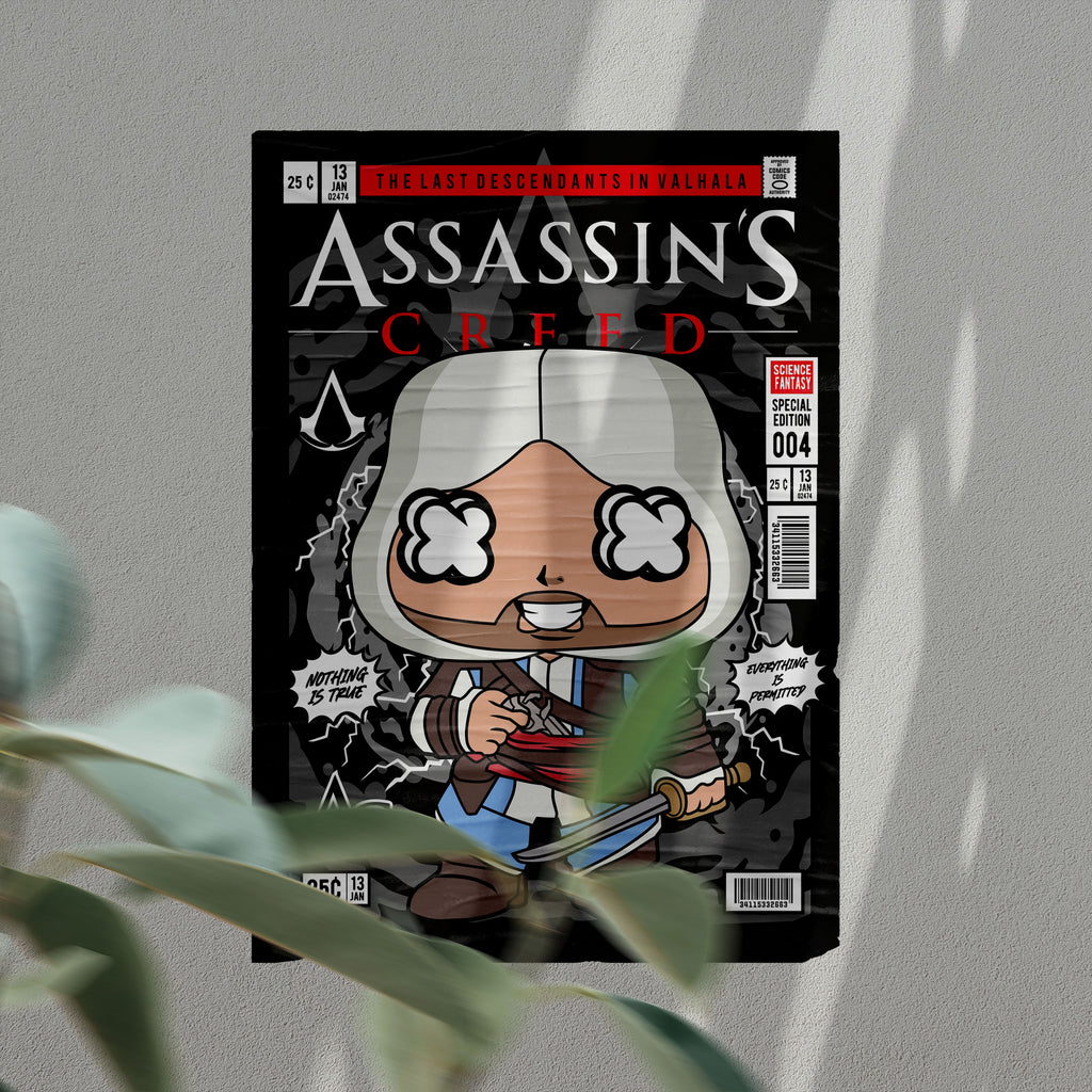 Assassin's Creed Pop Art Wall Decor – Retro Cartoon Comic Poster