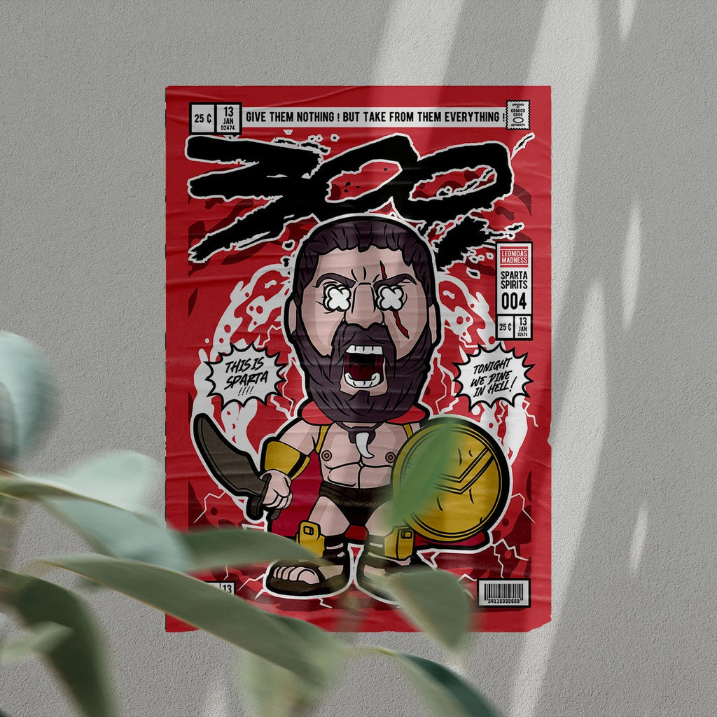 Leonidas 300 Art Wall Decor – Retro Cartoon Comic Poster