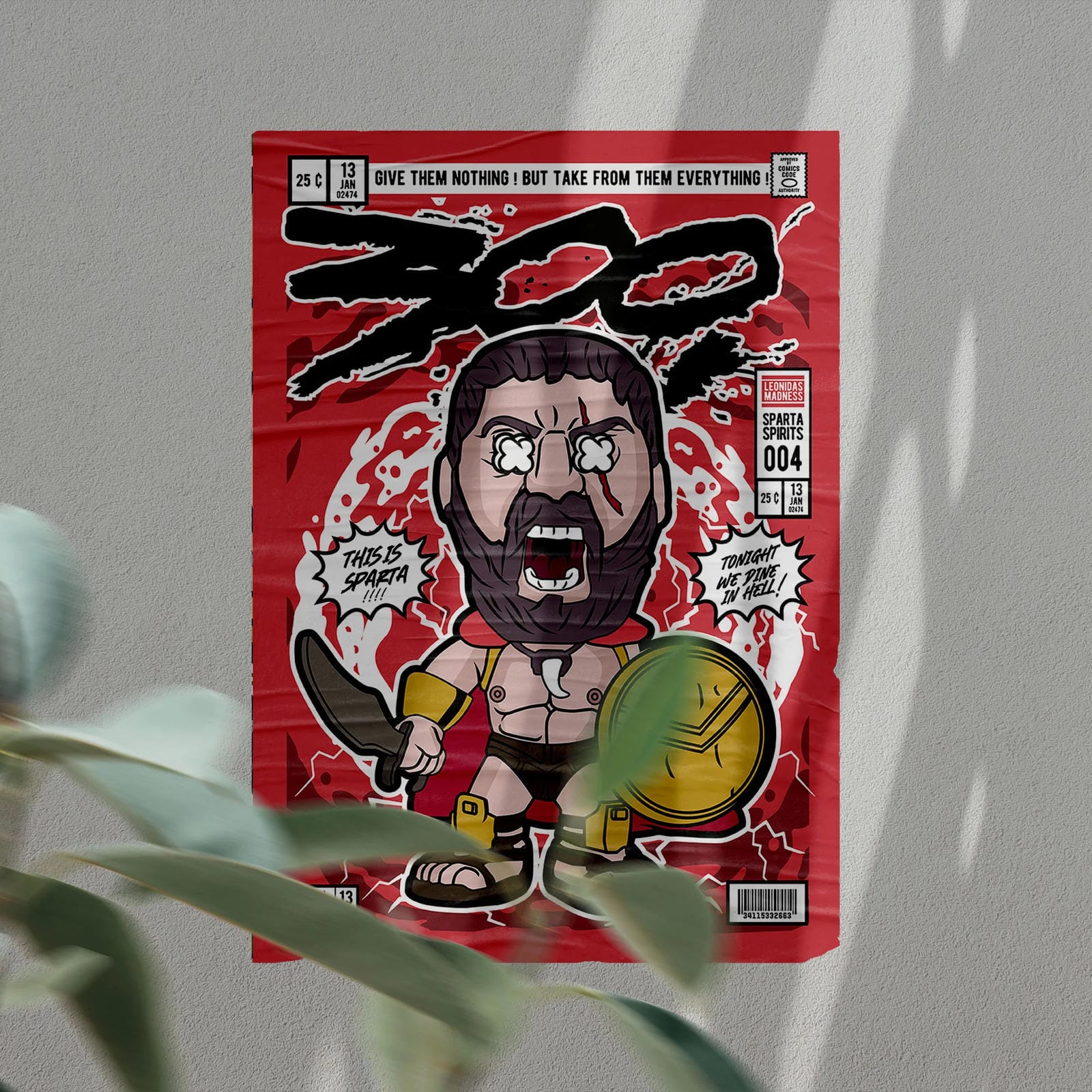 Leonidas 300 Art Wall Decor – Retro Cartoon Comic Poster