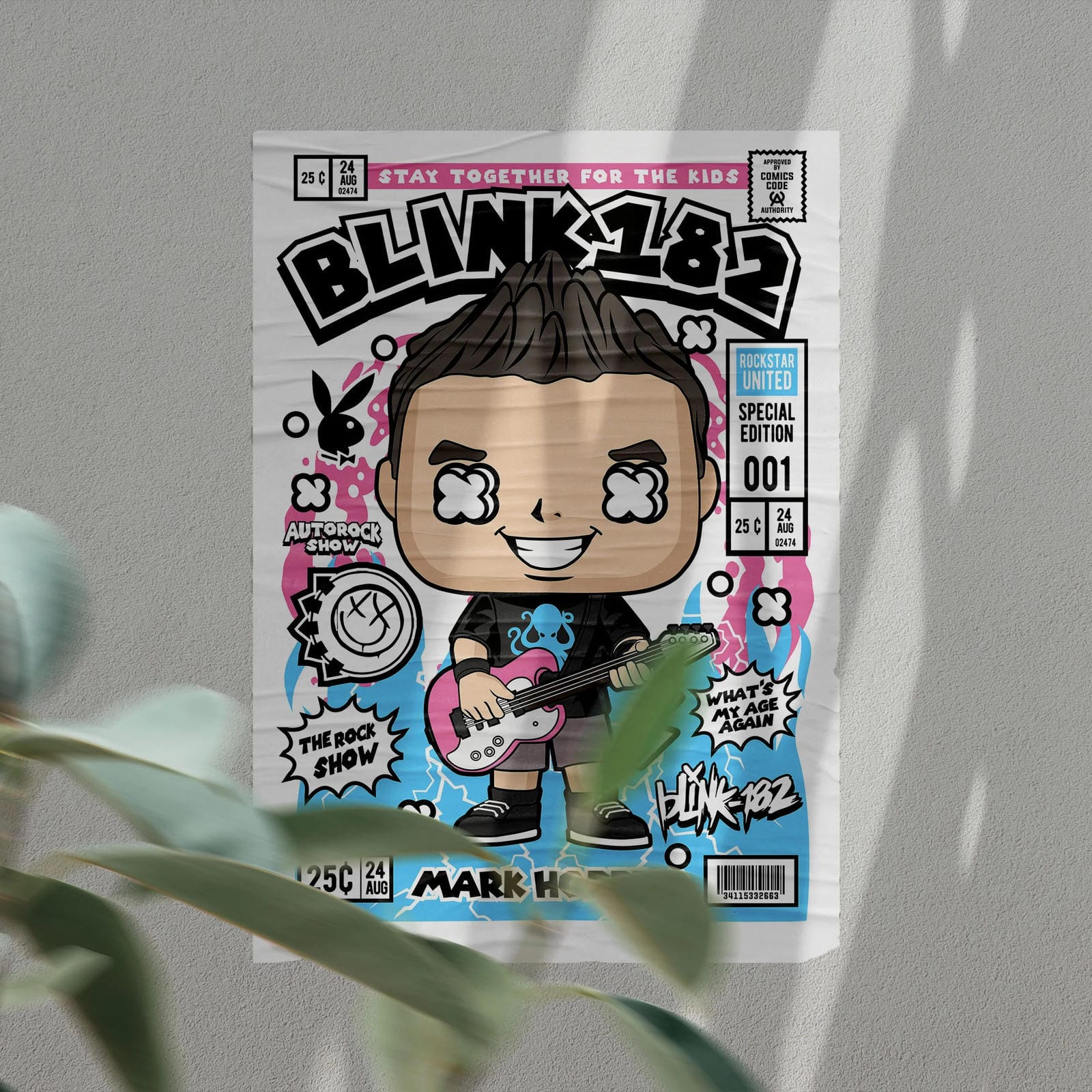 Mark Hoppus Blink 182 Art Wall Decor – Retro Cartoon Comic Poster