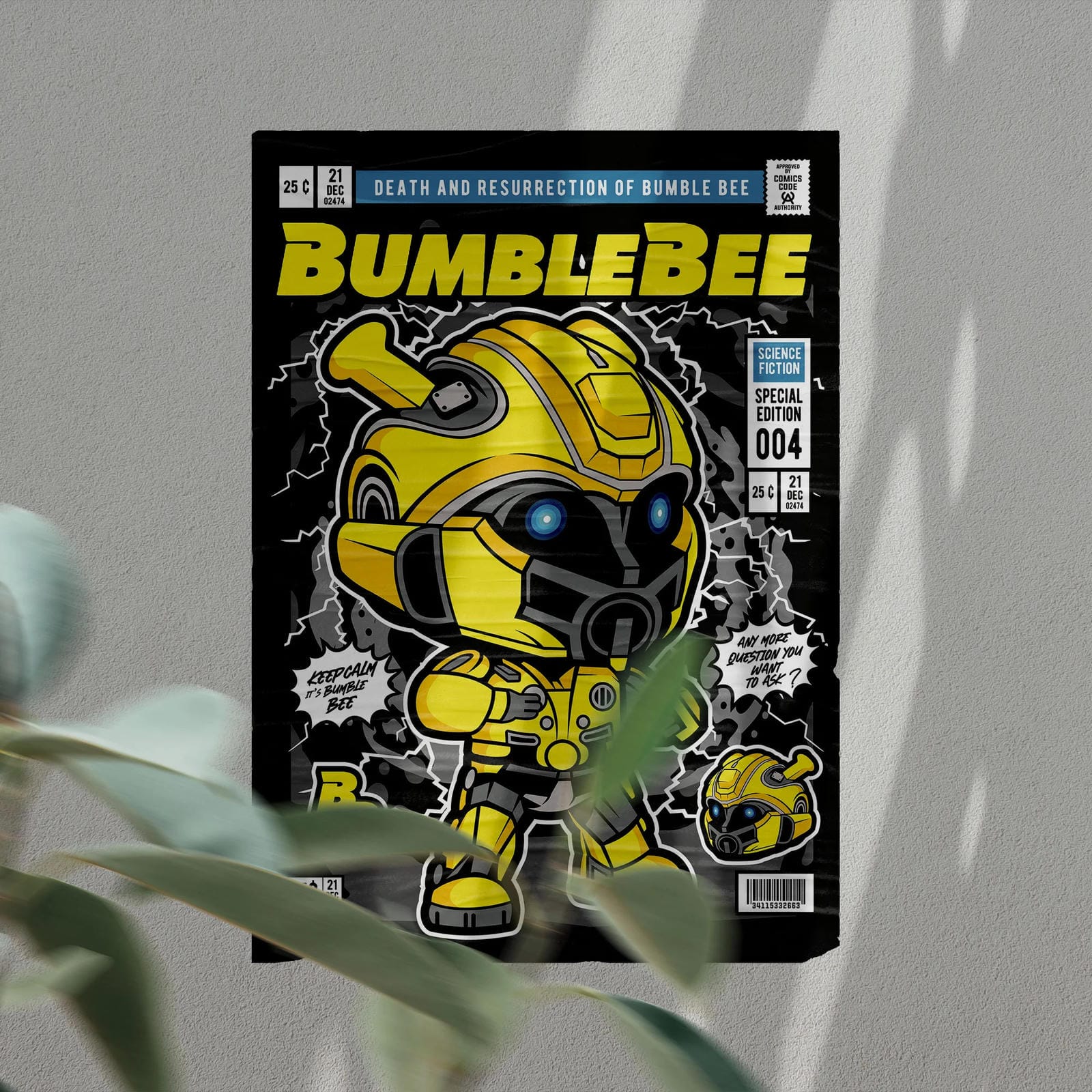Bumblebee Art Wall Decor – Retro Cartoon Comic Poster