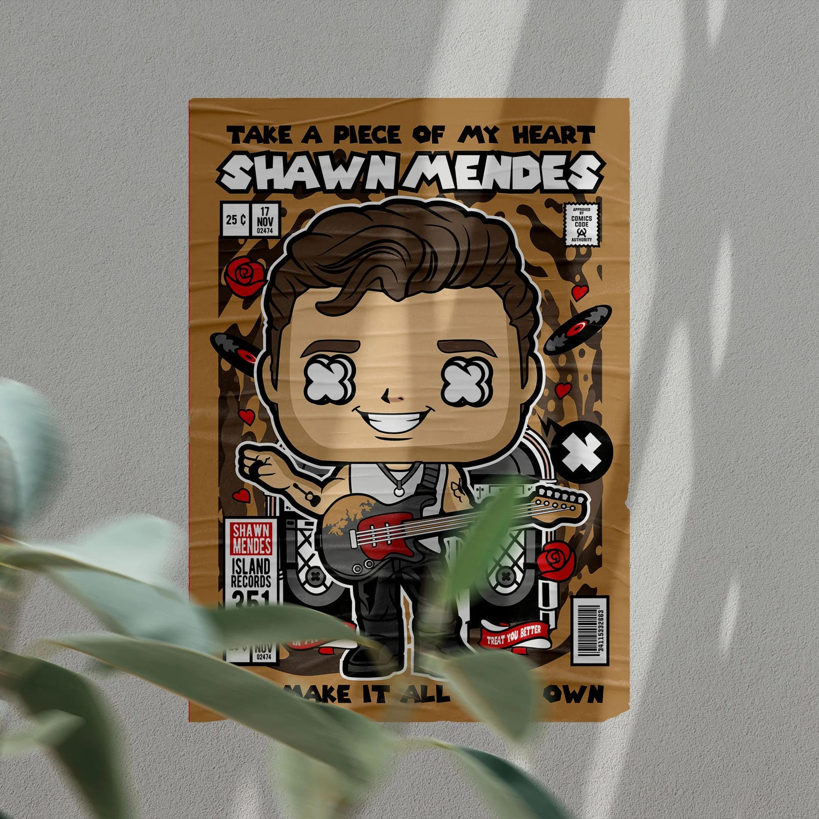 Shawn Mendes Art Wall Decor – Retro Cartoon Comic Poster