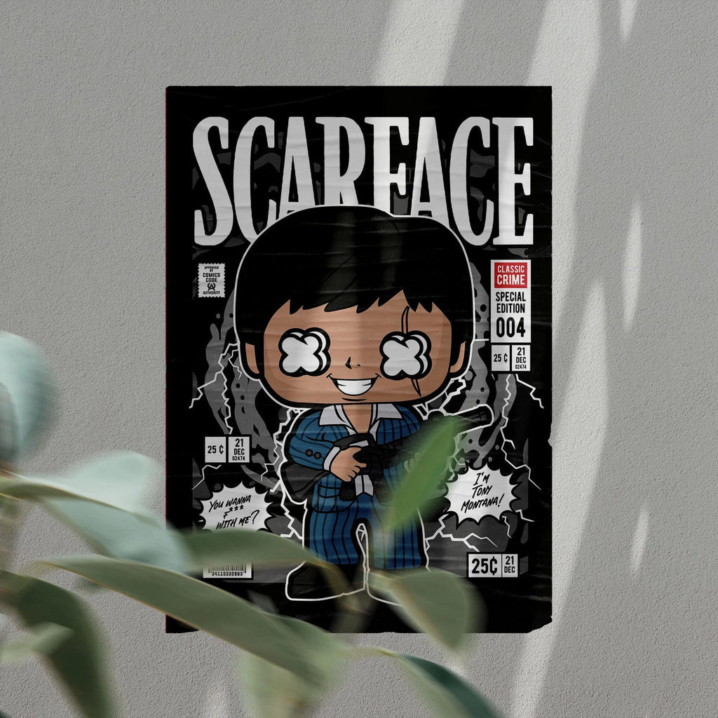 Scarface Tony Montana Art Wall Decor – Retro Cartoon Comic Poster