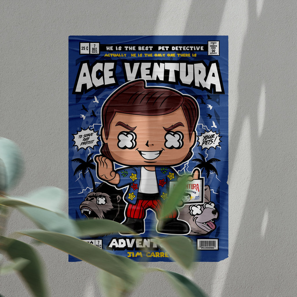 Ace Ventura Pop Art Wall Decor – Retro Cartoon Comic Poster