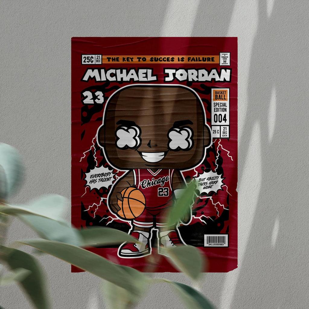 Michael Jordan Art Wall Decor – Retro Cartoon Comic Poster