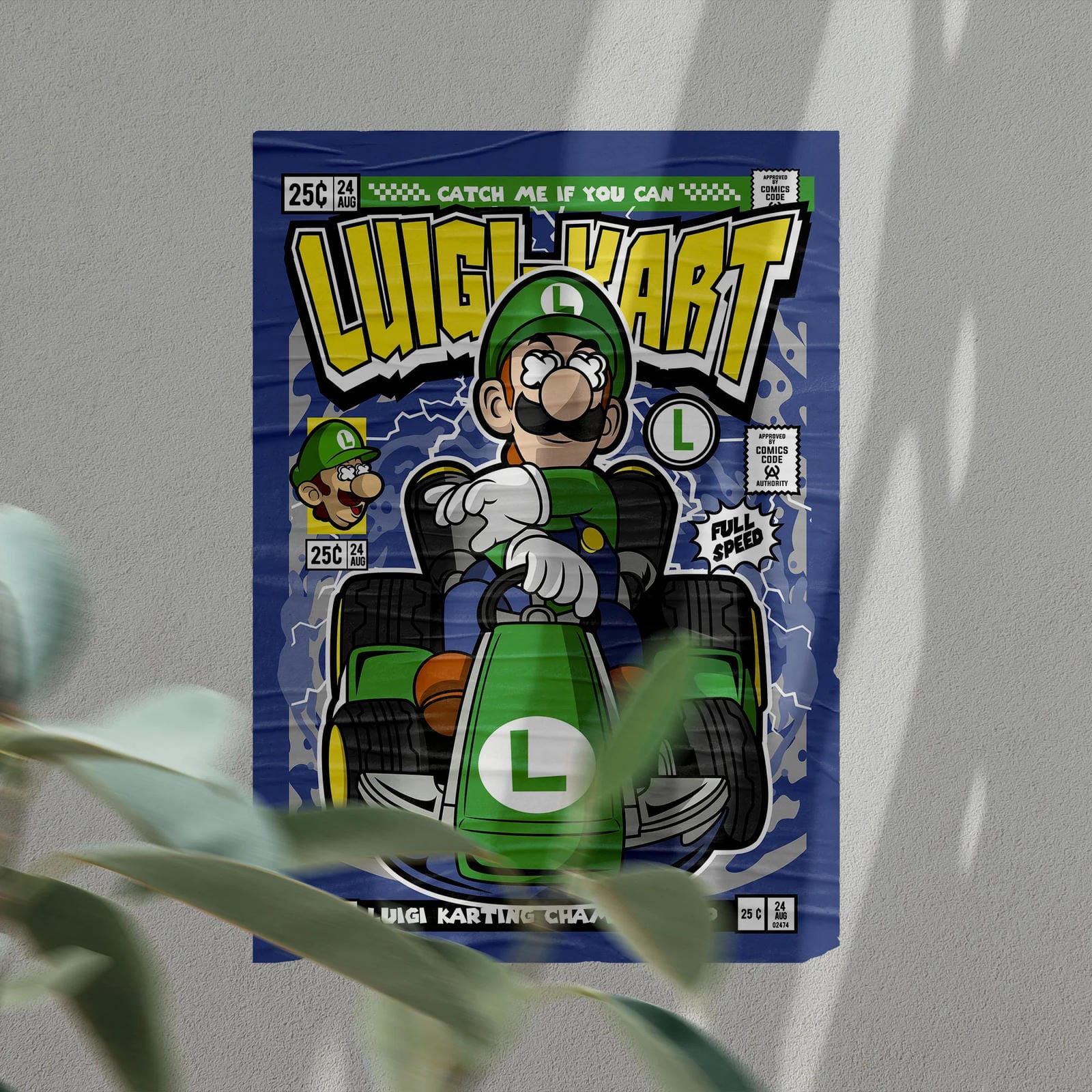 Luigi Karting Art Wall Decor – Retro Cartoon Comic Poster